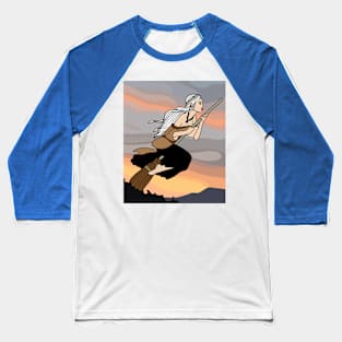 Flying Witch On A Broomstick With A Hat Baseball T-Shirt